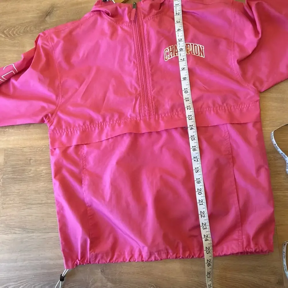 Champion Women's S Pink Packable Anorak Windbreaker Jacket J1015 Sleeve Logo - Picture 9 of 9